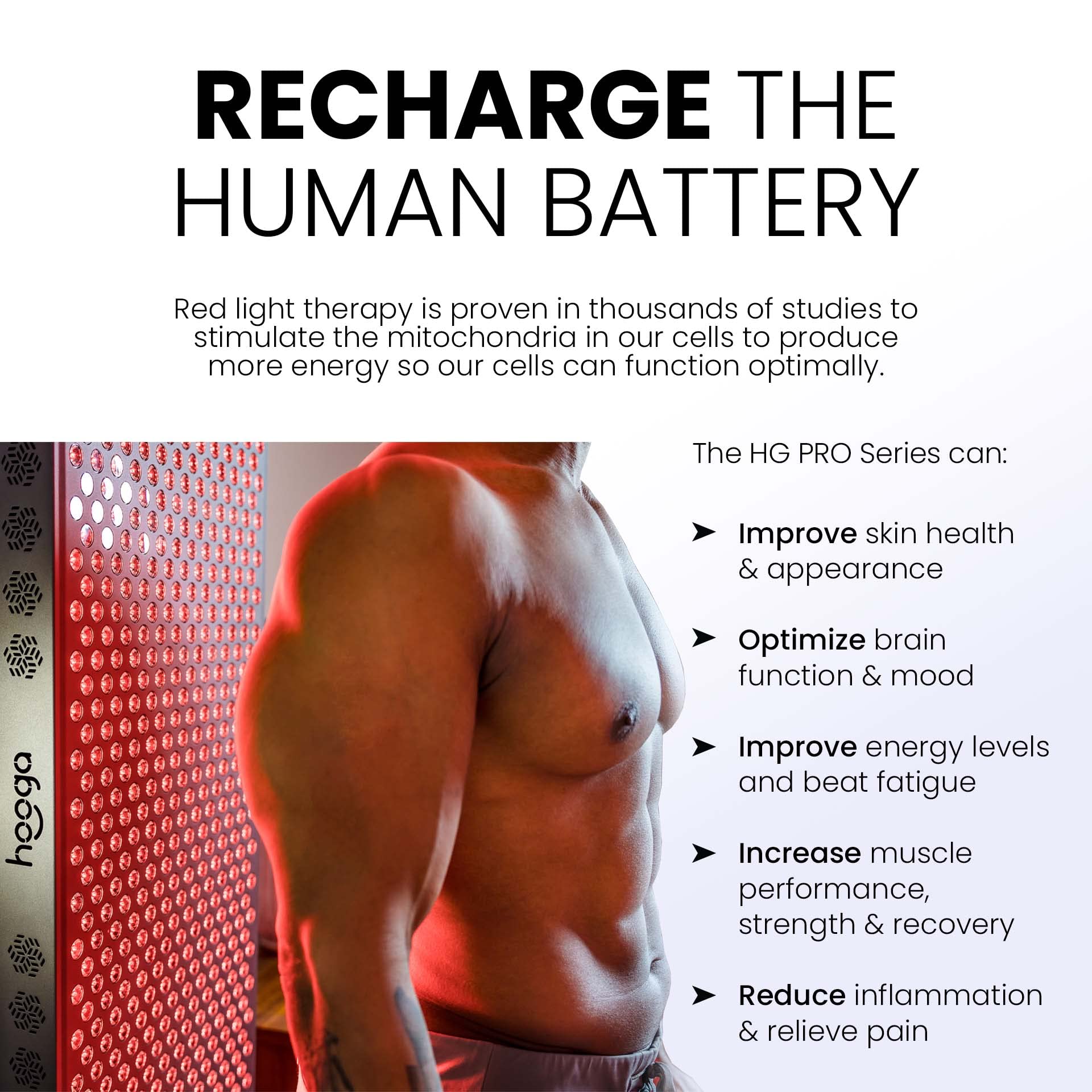 Hooga Red Light Therapy Panel, Full Body, 300 Red Near Infrared Dual Chip LEDs, Built in Timer, Clinical Grade, Flicker Free Device for Energy, Pain, Skin, Recovery, Performance. PRO1500