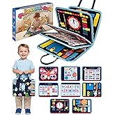 Busy Board for 1 Year Old, Busy Book for Toddlers 1-3, Montessori Toys for 1 Year Old, Educational Sensory Activities, Learni