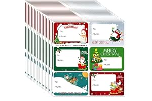 Christmas Gift Tags, 20 Sheets with 120 Stickers, 6 Patterns, Writable Stickers for Gifts, Cards and Decorations
