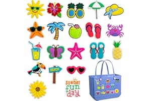 HYTYQDAFA 20PCS Beach Charms for Bogg Bag, Hawaii Accessories With Sturdy Clips for Totes, Rubber Bag Accessories, Decoration Charms for Girls Women