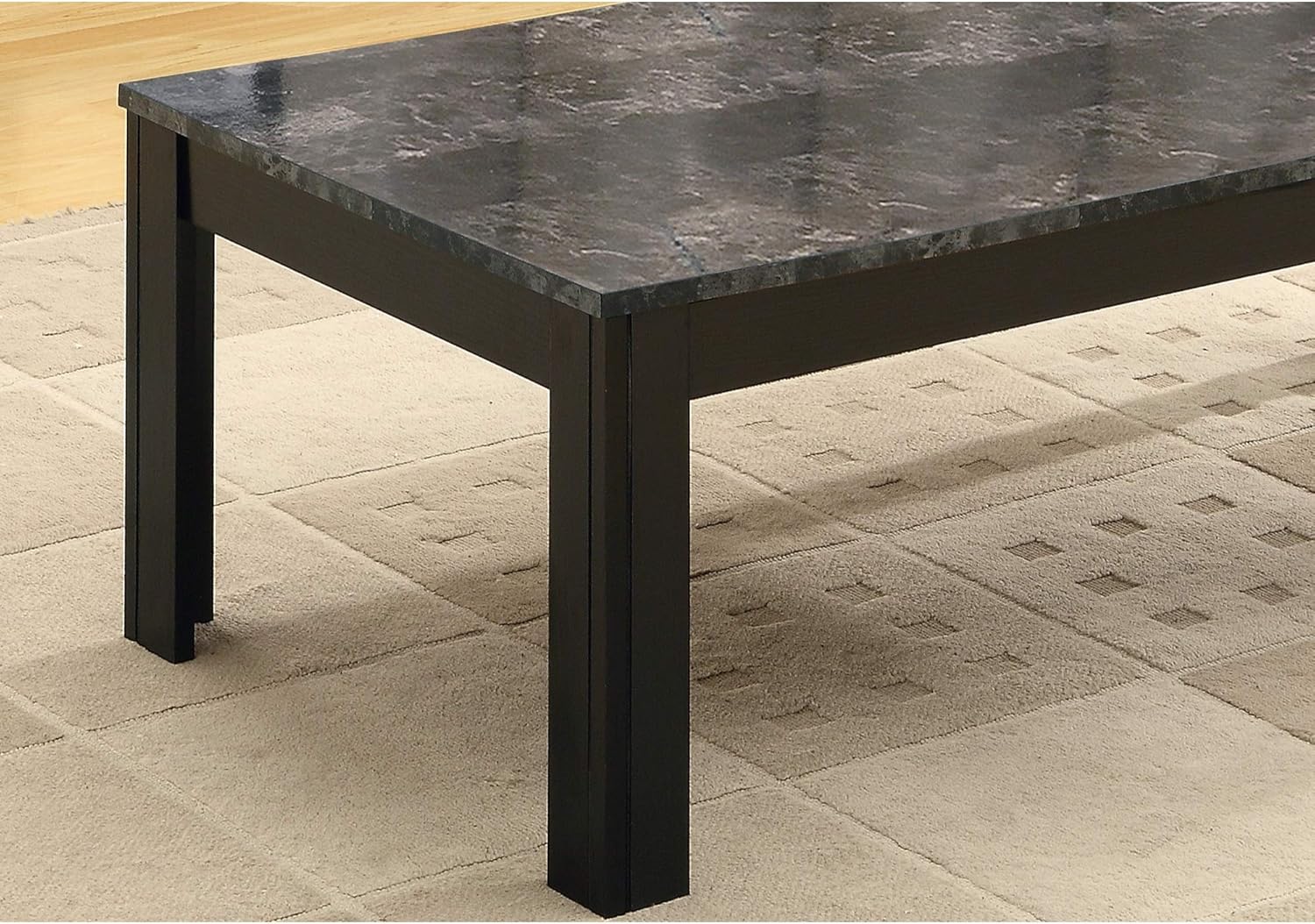 Ergode Table Set - 3PCS Set/Black/Grey Marble-Look TOP: Furniture & Decor