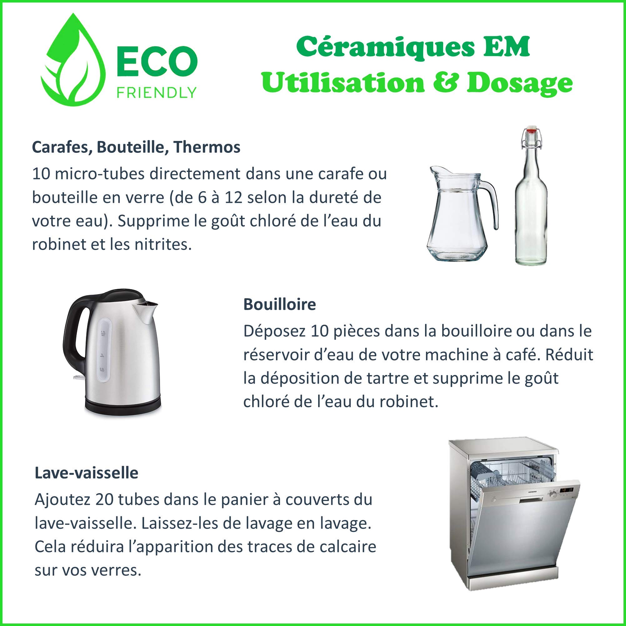25x Perles CERAMIQUE EM Tubes Micro Organismes Efficaces Kit Filtration Naturel Eau du Robinet Bouteille Carafe Gourde Bouilloire Lave Linge Cafetière Fontaine à Eau Charbon Actif Japon