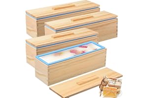 42oz Silicone Soap Mold, Set of 4 Flexible Rectangle Loaf Molds with Wood Box & Cover, Silicone Soap Making Tools Soap Molds 