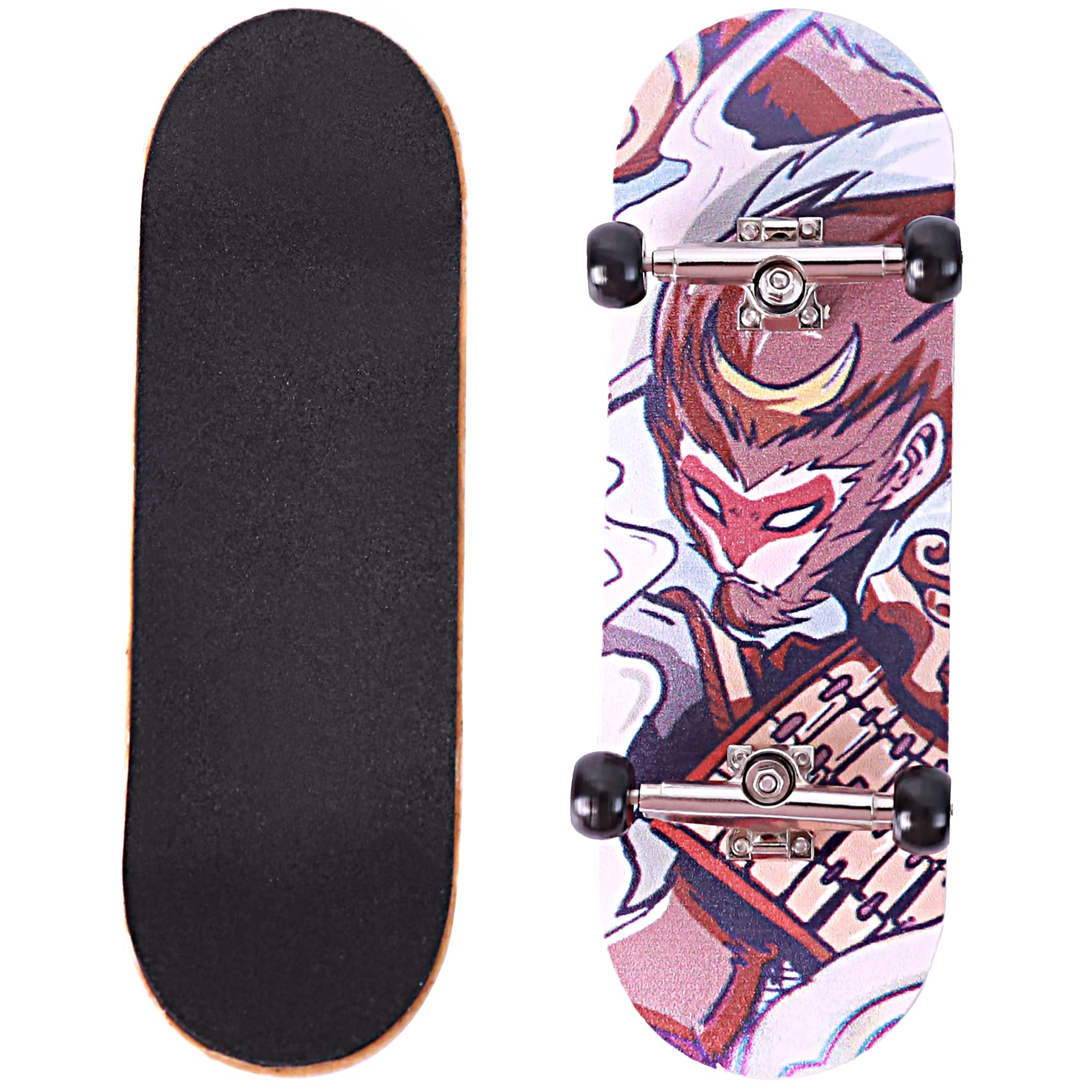 Professional Complete Wooden Fingerboard 32/34mm 5-Ply Maple Finger Skateboard with Upgraded Components (M-King)