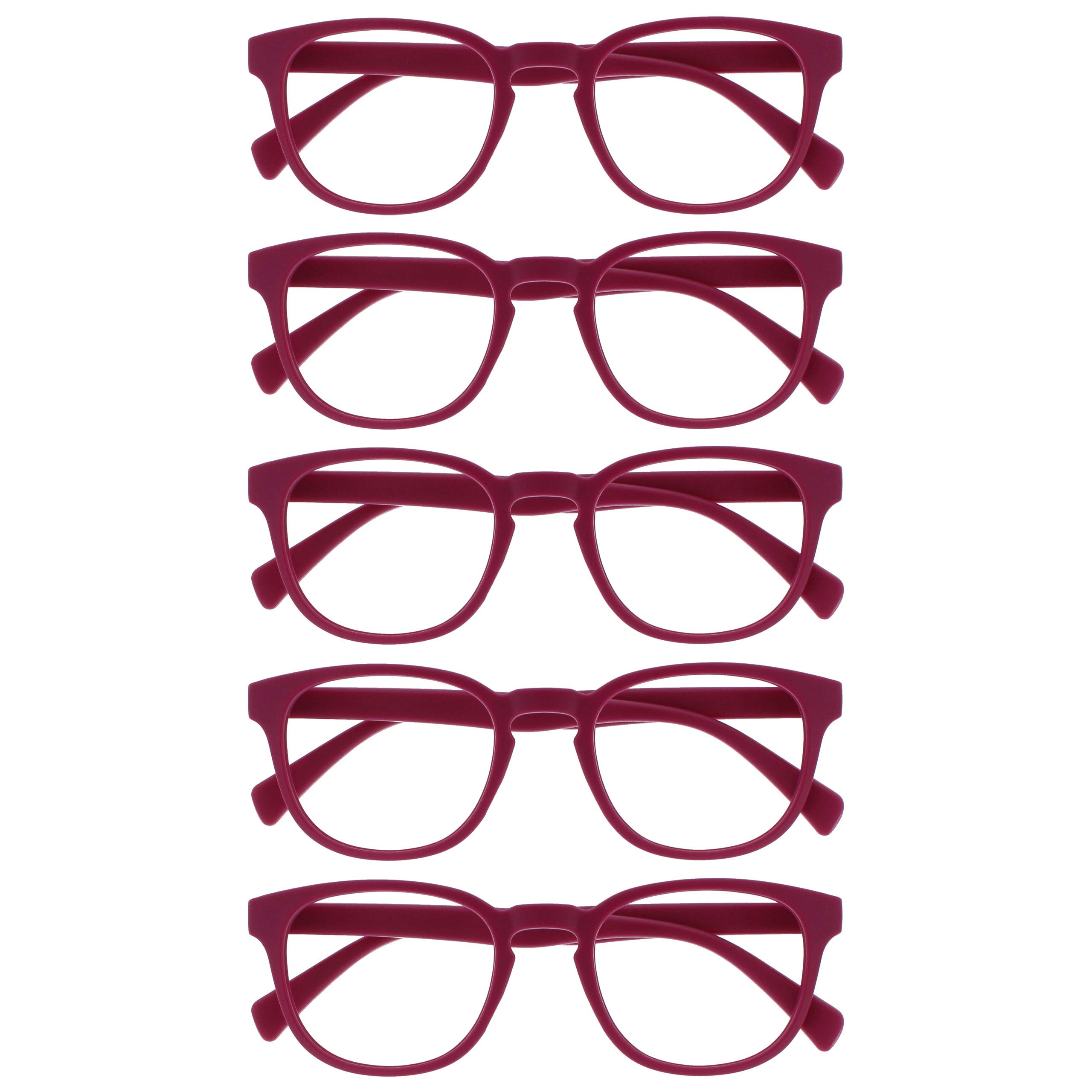 OPULIZE POP Reading Glasses for Women Men,Scratch Resistant Round Matt Frame with Spring Hinges, Pink +1.50 (Pack of 5)