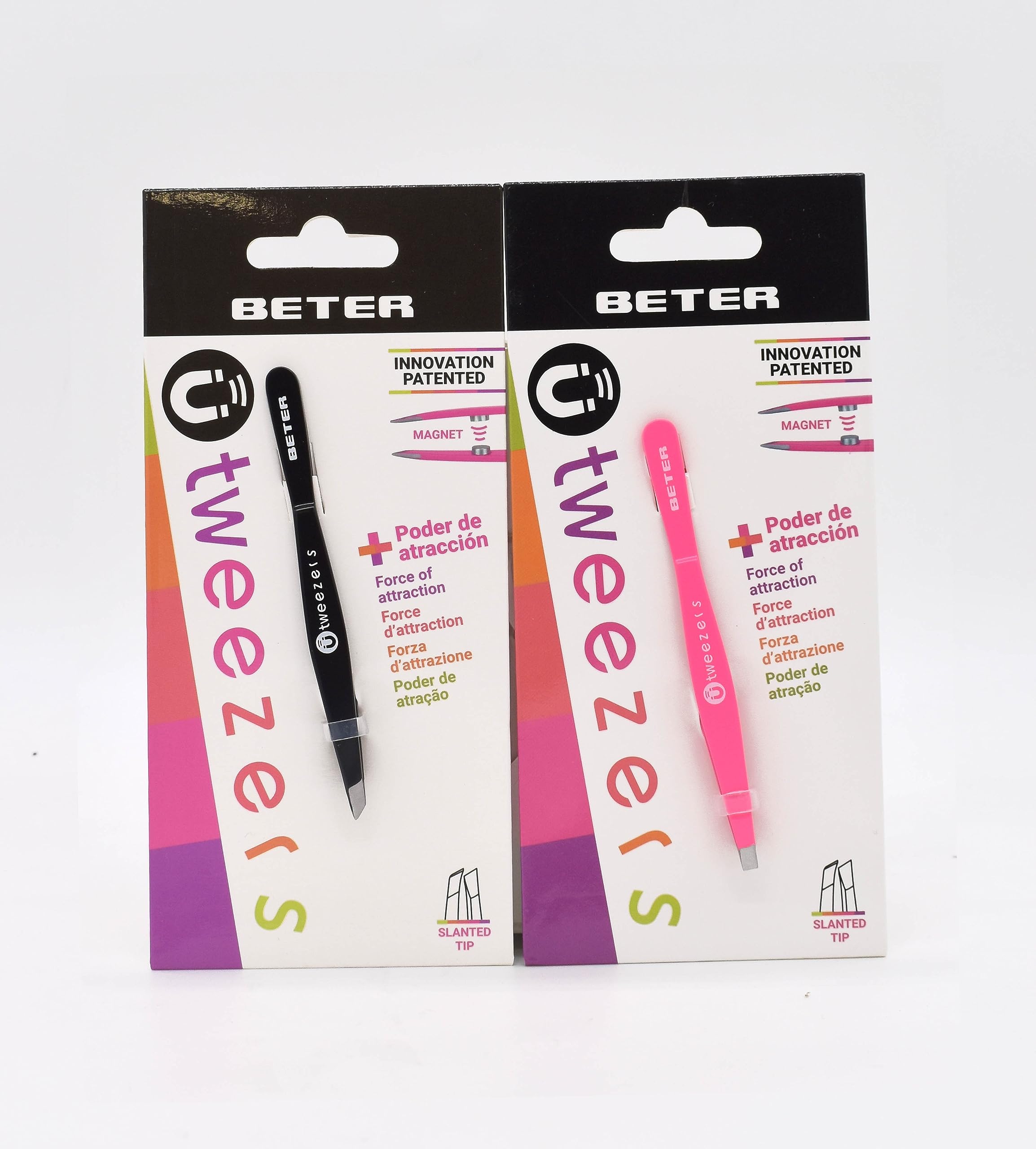 BETER - Precision Eyebrow Tweezers with Magnetic Stainless Steel Tips - Professional Straight & Slant Tip Hair Removal Plucking Set — image 1
