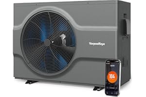 Varpoolfaye 58000 BTU Inverter Swimming Pool Heat Pump, 17000 Gallon Electric Pool Heater Above and Inground Pool,WiFi App Control, Pool Heater 220V/60Hz