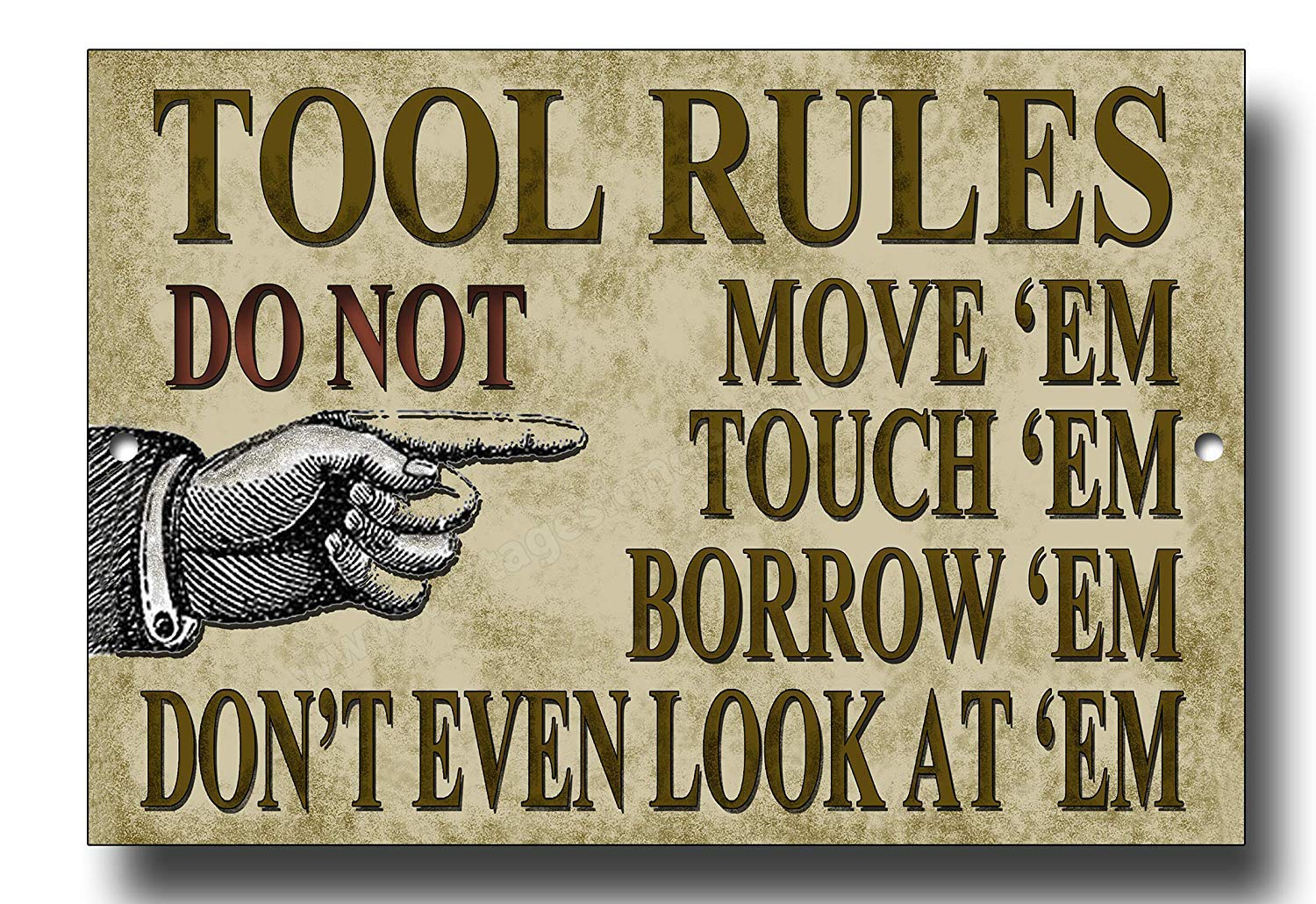 Vintage Sign Designs TOOLS RULES Aluminum Sign 13.5 cm x 8.5 cm