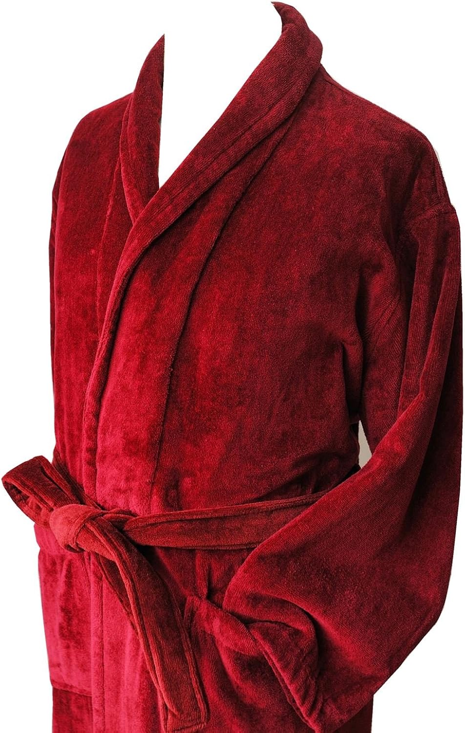Men's Velour Dressing Gown Plain Claret Amazon.co.uk Clothing