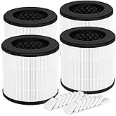 SAKEGDY AC300 Replacement Filter Compatible with Purivortex AC300 Purifier, 3-in-1 Filtration with H13 True HEPA, Activated Carbon Filter, 4 Pack Filter + 16 Aroma Pads, white