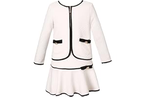 Richie House Girls Plaid Skirt 2P Set Long Sleeve Jacket Coat Party Dress Skirt Fall Outfit RHK3008