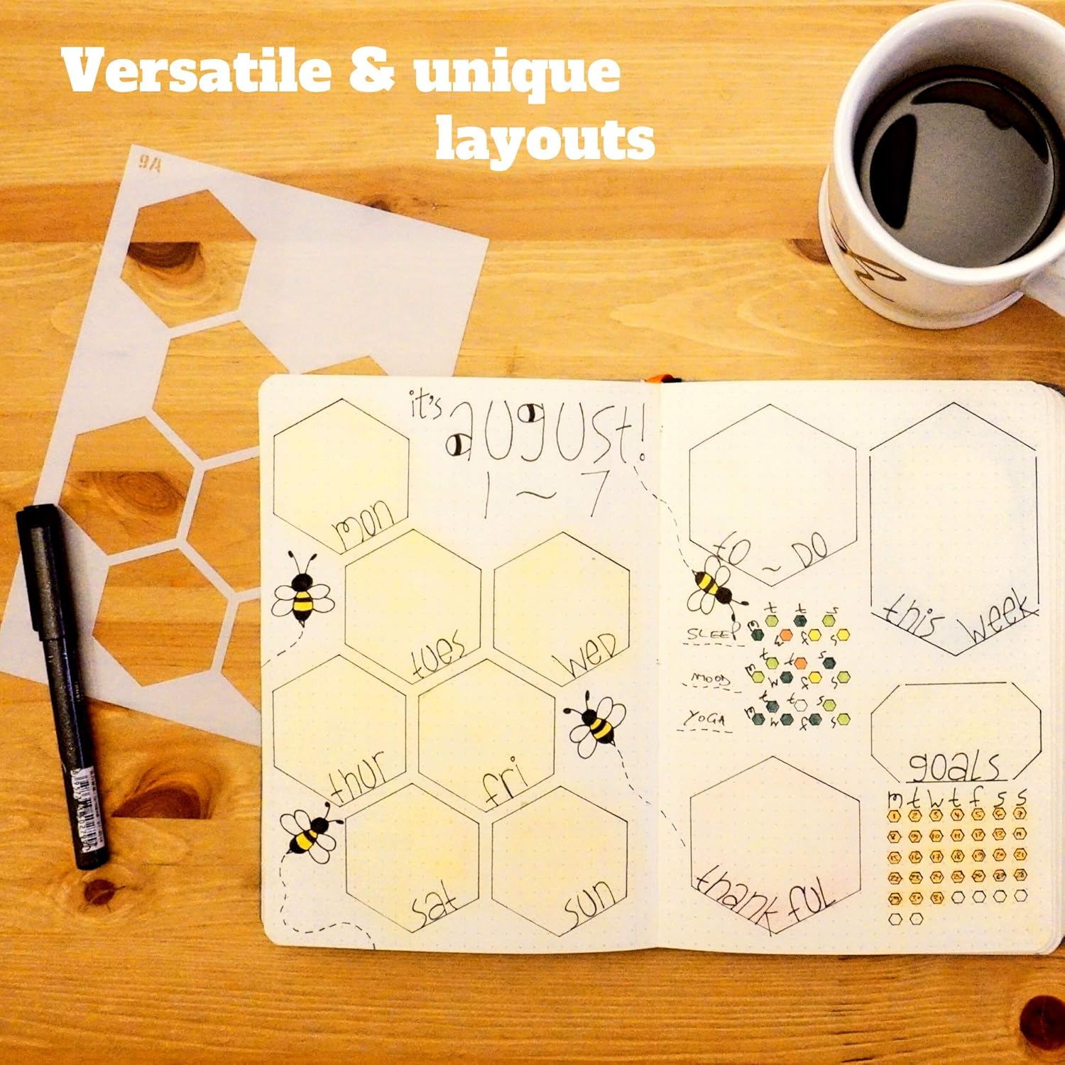 Speedy Spreads Journal Stencils (Weekly Layouts #3) - x6 Stencils for A5 Bullet Dot Grid Journal Notebook, Save Time on Full-Page Layouts, DIY Planner Templates for Productivity by Sunny Streak : Kitchen & Dining