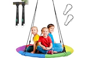 Ohuhu 700lb 40" Saucer Tree Swing for Kids Adults Outdoor, Heavy Duty 900D Oxford Waterproof Flying Swing with Steel Frame, A