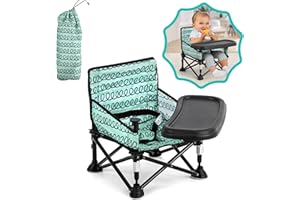 ASKCAT Baby Beach Chair,Beach Chair for Babies Booster Seat for Kitchen Chair,Baby Camping Chair with Tray,Indoor/Outdoor Use (Green)