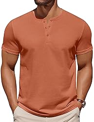 COOFANDY Mens Summer Shirts Henley Cotton Mens T