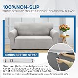 XINEAGE 2 Seater Stretch Sofa Cover Non Slip Jacquard Grey Silver view 5