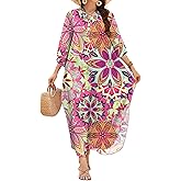 MAKABO Kaftan Dresses for Women Caftans Moo Moos V Neck Beach Swimsuit Cover Up Boho Hawaii Maxi Dress