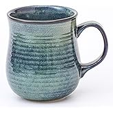 HYTYSKAR 21 oz Large Ceramic Coffee Mugs, Pottery Mug Handmade, Ceramic Tea Cups with Handle for Office and Home, Dishwasher and Microwave Safe (Green)