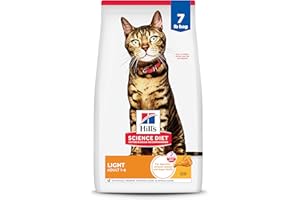 Hill's Science Diet Light, Adult 1-6, Weight Management Support, Dry Cat Food, Chicken Recipe, 7 lb Bag