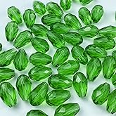 Honkoolly 200pcs 4x6mm Teardrop Crystal Glass Beads Vertical Hole Faceted Glass Teardrop Spacer Beads for Bracelets Necklace Earring DIY Jewelry Making Craft(Green)