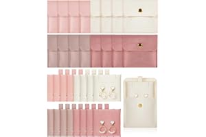 Ferreve Microfiber Jewelry Pouch with Insert Pad Snap Button 8x8cm Jewelry Packaging Gift Bags for Rings Necklace Bracelet