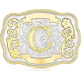 HUABOLA CALYN Vintage Belt Buckle Men Western Cowboy Rodeo Initial Letter ABCDMRJ to Z Golden Belt Buckles for Women