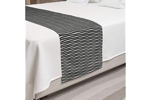 Lunarable Black and White Bed Runner, Monochrome Halftone Dots Pattern Ornate Simplistic Geometric Design, Decorative Accent Bedding Scarf for Hotels Homes and Guestrooms, Queen, White Charcoal