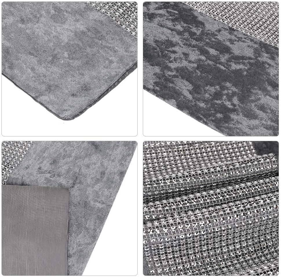 HALOViE 13 x 90 Inch Table Runner, Rectangular Coffee Dining Table Cloth Dresser Runners with Diamante Strip for Home Kitchen Party Wedding Decorations Gray: Home & Kitchen
