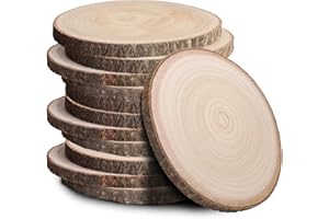 JILTWO 12Pcs 7-8 Inch Unfinished Wood Slices, Wood Rounds Cookies for Crafts, Rustic Wood Circles & Slabs, Wooden Discs for Tables Decor- Perfect for Centerpieces, Art Projects and Rustic Weddings