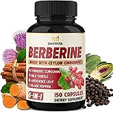 Berberine with Ceylon Cinnamon, Turmeric, Milk Thistle, Artichoke, Black Pepper - 150 Count - Pack of 1