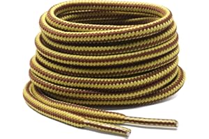 DELELE 2 Pair Round Boot Laces Outdoor Hiking Walking Shoelaces Rope Dual Coloured Striped Shoe Lace Work Shoe Strings