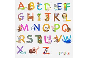 WS WALLPAPER ABC Educational Wall Stickers for Kids - Animal Alphabet Wall Decals by Lipastick - Peel and Stick Letters for Boys and Girls Bedroom, Baby Room, Nursery Decor - Removable Wall Art