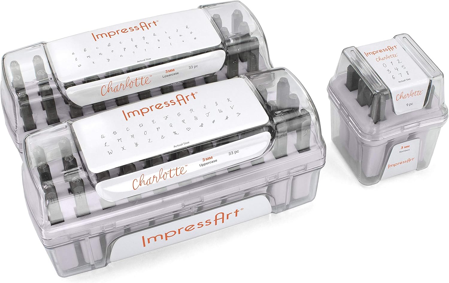 ImpressArt - Charlotte Metal Stamping Letter & Number Bundle, Hand Stamping Set for Metal Stamping Jewelry
