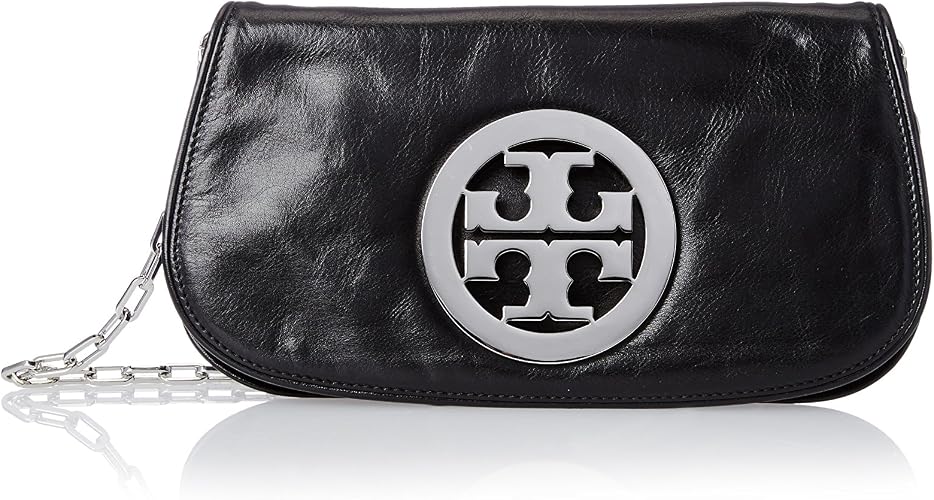 Tory Burch Logo Womens Black Leather 
