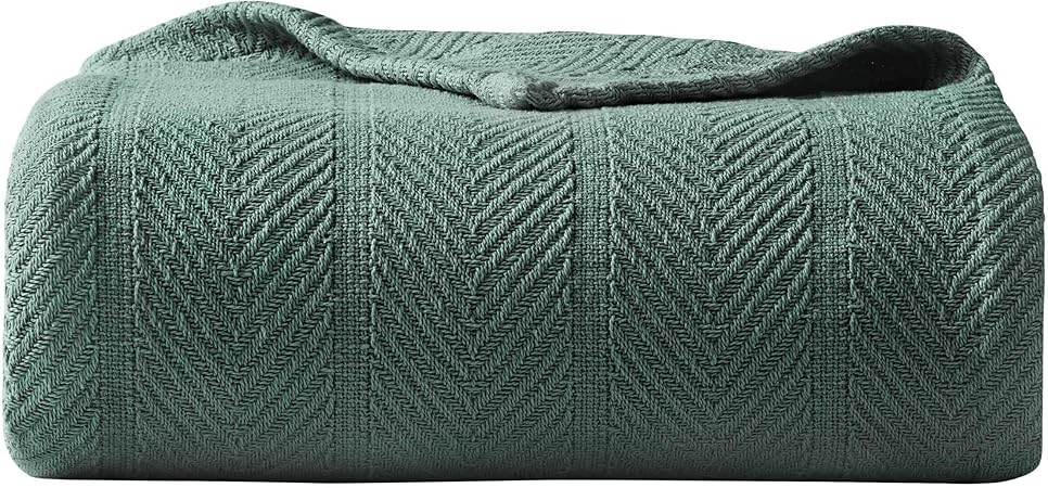 Amazon Com Eddie Bauer Herringbone Blanket Full Queen Green