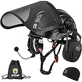GREEN DEVIL Forestry Chainsaw Safety Helmet with Bluetooth Ear Muffs Arborist Helmet Hard Hat with Built-in Visor Face Shield 5 in 1 System Logging Garden Work Hardhats for Men Women
