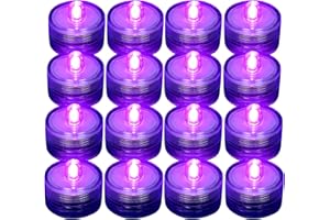 SHYMERY Submersible LED Light,Purple Waterproof Flameless Candle Tea Lights,Underwater Battery Operated Seasonal Festival Celebration Light for Table,Wedding Centerpieces, Party,Pack of 12