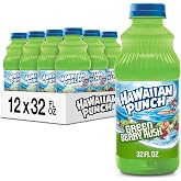 Hawaiian Punch Green Berry Rush Juice Drink, 32 Oz Bottles, 12 Count
