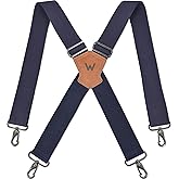 WELKINLAND Navy suspenders for men, 2 Inch Wide Work Suspenders, Heavy Duty Swivel Suspender, Mens Suspender for jeans, Big and tall suspenders for men