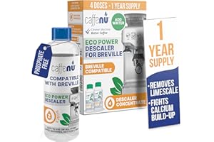 Caffenu Descaler Compatible with Breville. 2 Bottles of Solution. Descaling Kit Removes Limescale For Hotter Coffee. 4 Uses D