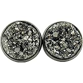 Summerfield Collection Hematite-tone Faux Druzy Stone Stud Earrings 12mm