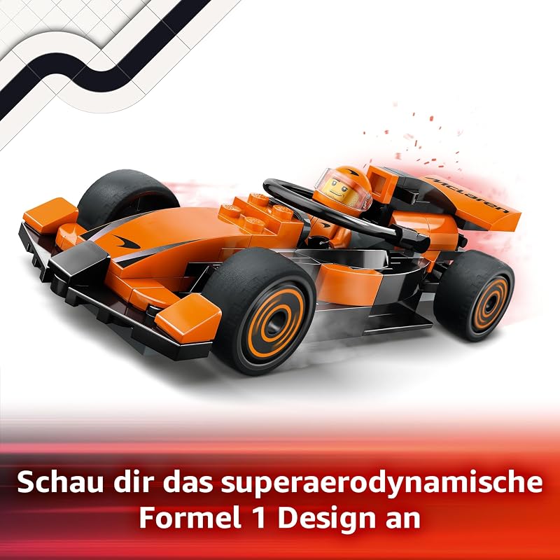 City F1 Rennfahrer mit McLaren Rennauto - Spielzeug Formel 1 Modell mit Rennwagen und Minifigur - Kleines Geschenk für Jungen und Mädchen ab 6 Jahren oder Motorsport Fans 60442