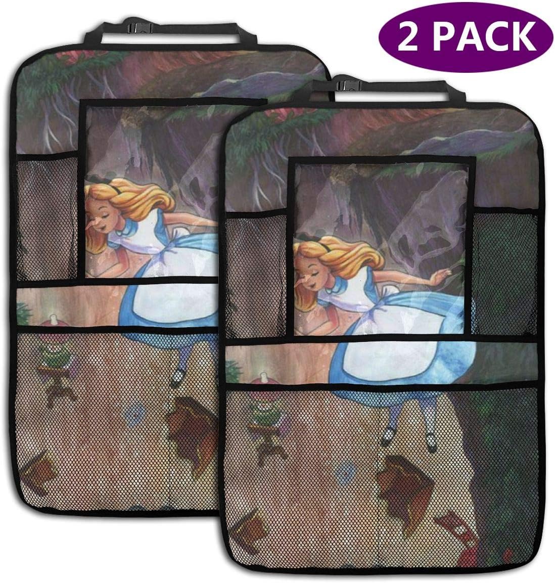 2 Pack Backseat Car Organizer- Alice in Wonderland Car Accessories, Kick Mats Back Seat Protector with Increased Tablet Holder
