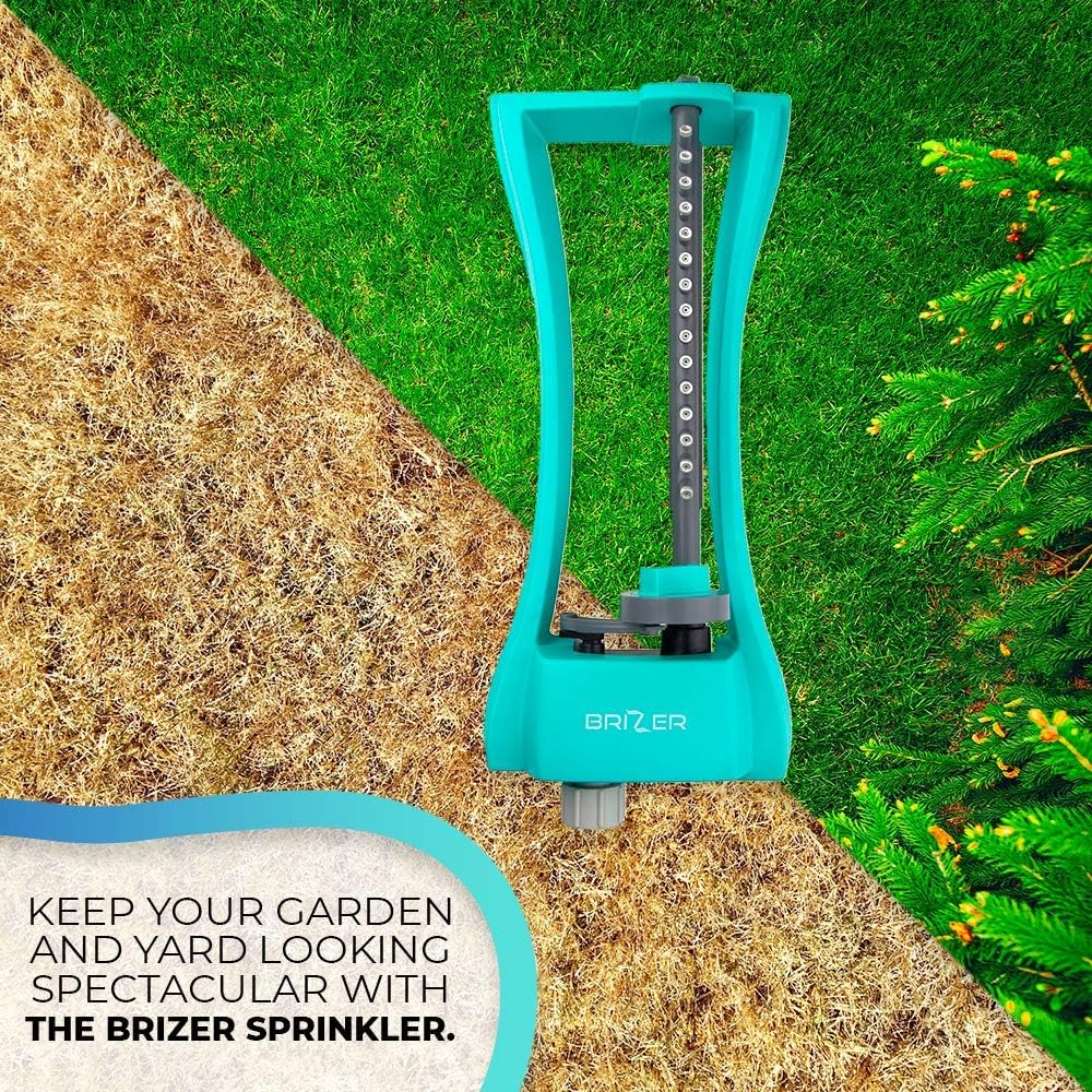 Brizer Oscillating Lawn Sprinkler, Waters 3, 000 ft. of Lawn Care, Water Hose for Grass, Sprinkler for Yard, Sprinklers Oscillating, Garden Hose Nozzle, Water Sprinkler for Lawns (Aqua) : Garden & Outdoor