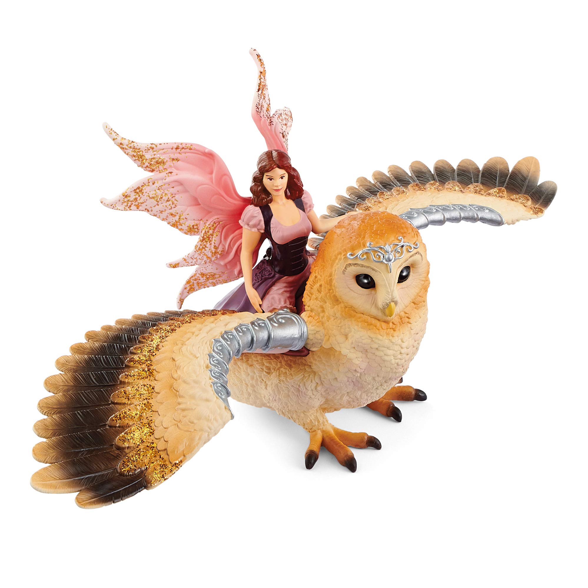 SCHLEICH BAYALA 70713 Fliegende Fee mit Funkel Eule Spielset - Zauberhafte Fee und Eulen Figur, Fantasievolles Eule und Elfen Spielset, Figuren Set ab 5 Jahren