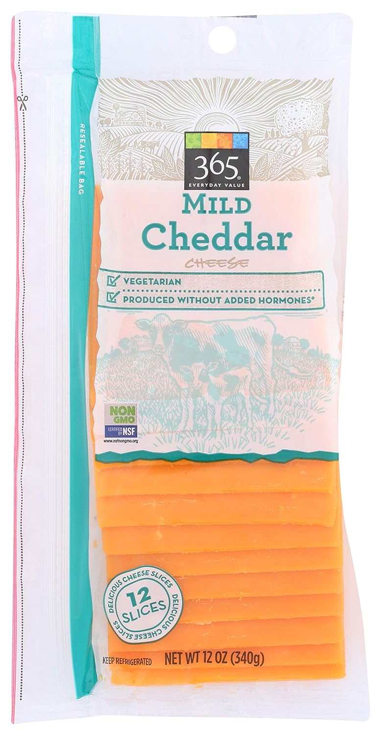 365 Everyday Value, Mild Cheddar Cheese, Slices, 12 oz