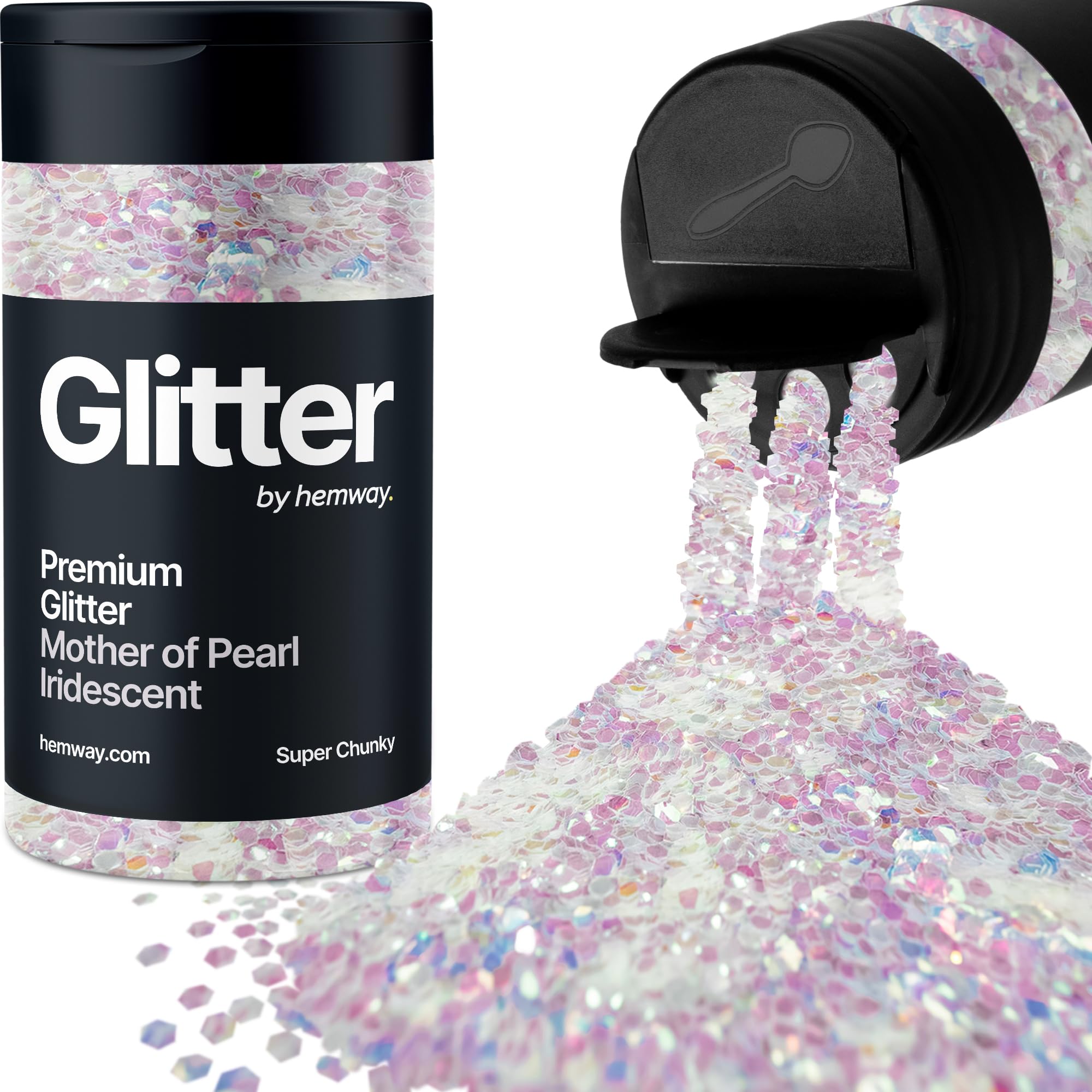 Mother of Pearl Iridescent Glitter Shaker, 130g Super Chunky Glitter, Crafts 1/8" Metallic Flake Mother of Pearl Sequins, Resin & Epoxy Crafts, Decorating, Halloween, Christmas Nail, Face, Hemway