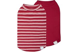 KYEESE 2Pack Waffle Dog Shirts for Small Dogs Stretchy Dog T-Shirts Lightweight Pet Tank Top Sleeveless Striped Dogs Shrit Vest Breathable, Large, Red+Striped