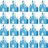 Chinco 20 Pieces Blue Castle Boxes Princess Candy Box Glitter Birthday Party Favor Treat Gift Princess Party Decorations Castle Table Centerpiece for Bridal Girls Wedding Birthday Baby Shower Supplies