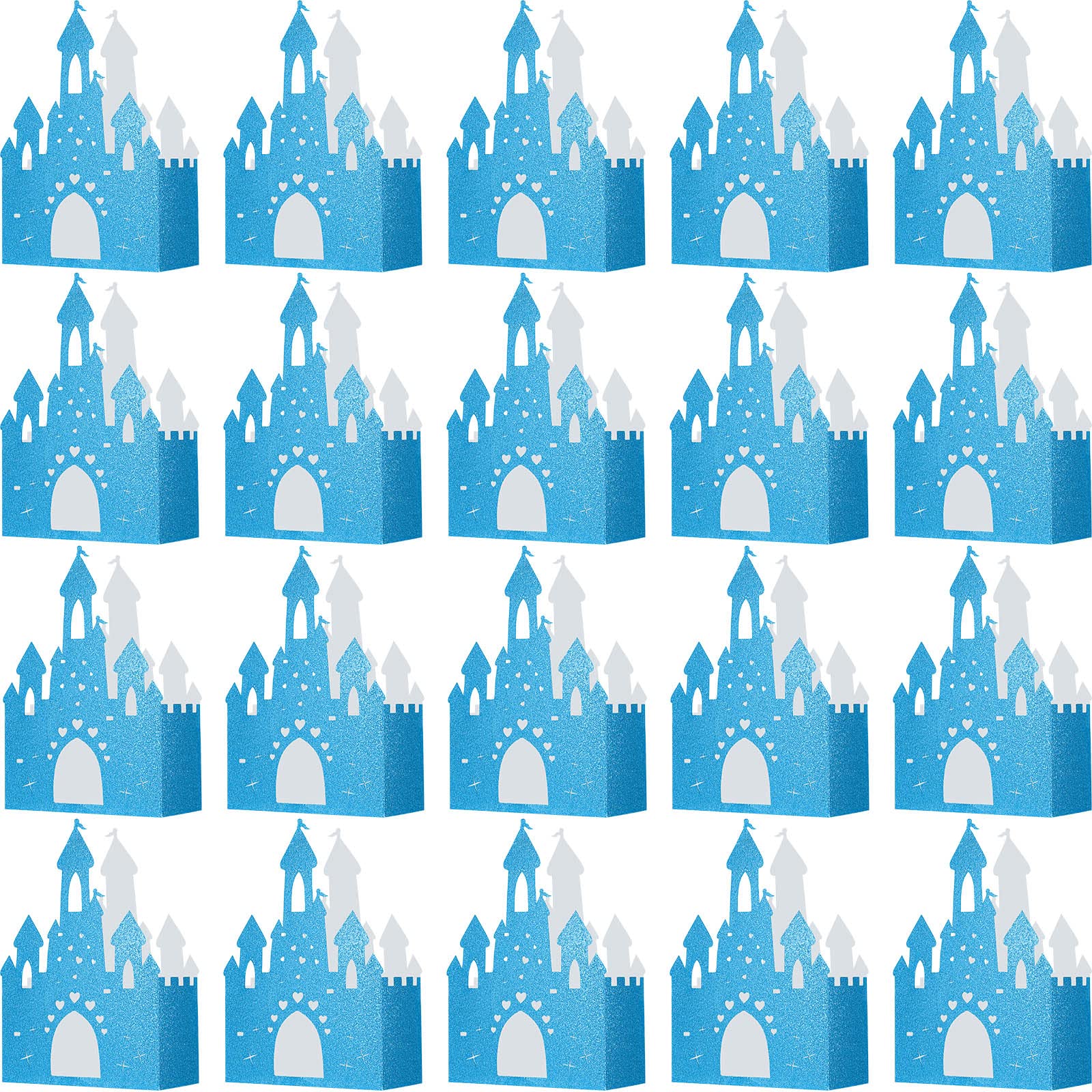 Photo 1 of 20 Pieces Princess Birthday Party Decorations Blue Castle Boxes Glitter Party Favor Popcorn Boxes Princess Castle Table Centerpiece for Bridal Girls, 3.5 x 2 x 5.9 Inch